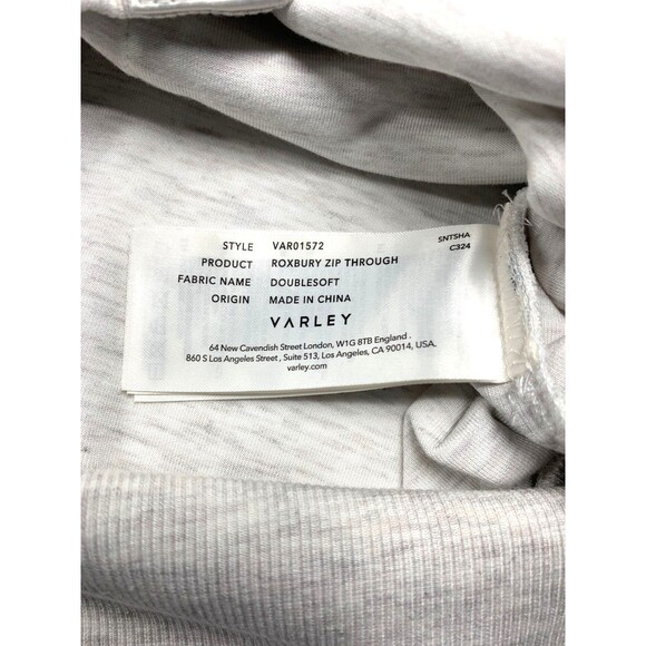 Varley Roxbury DoubleSoft Zip Through Sweatshirt Size M Satin Trim Ivory Marl - Picture 10 of 10